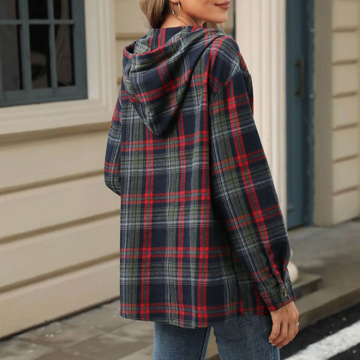 Mia Hooded Plaid Blouse